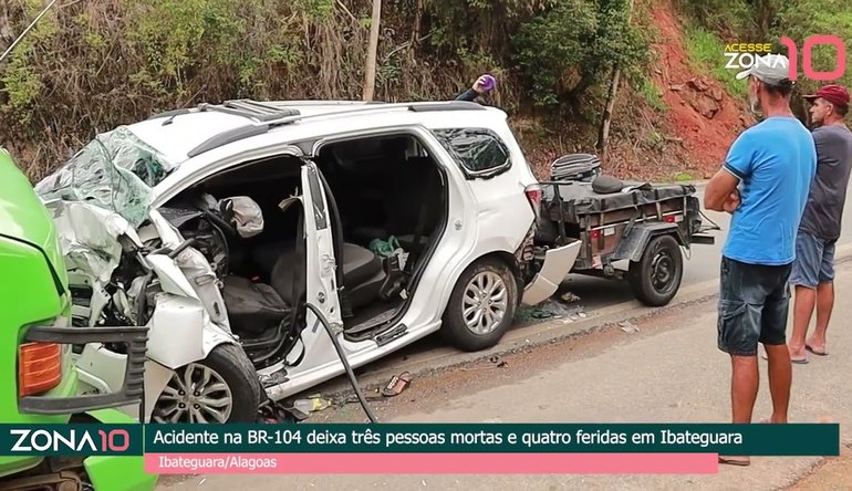 Acidente na BR-104 deixa três pessoas mortas e quatro feridas em Ibateguara