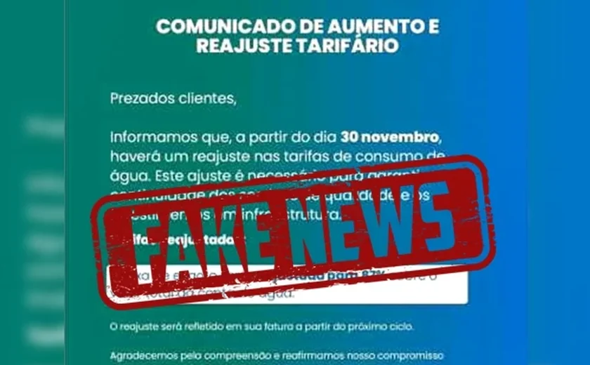 Fake News: Verde Alagoas nega aumento na tarifa de água em União dos Palmares