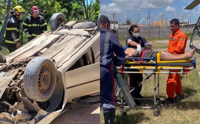 Idoso morre e homem fica ferido após veículo capotar em Marechal Deodoro