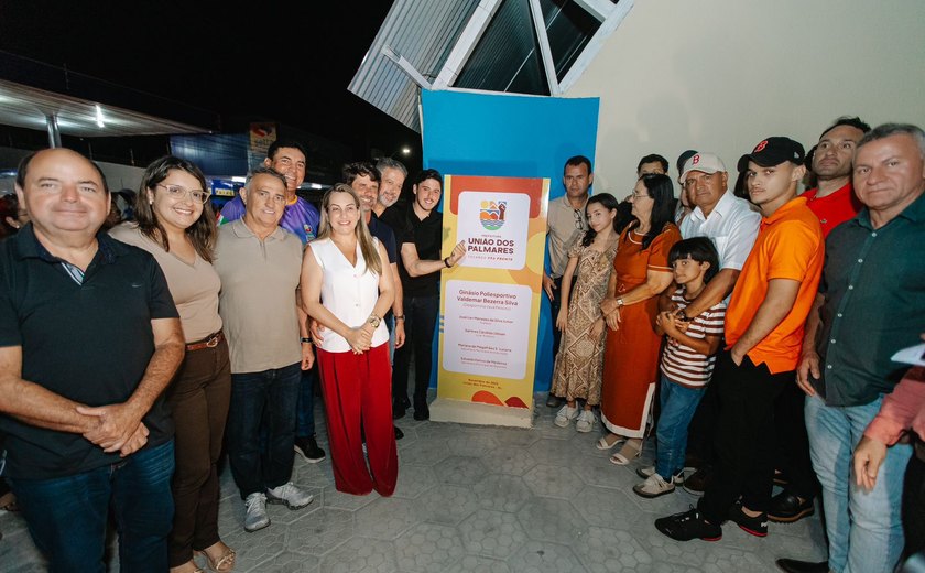 Prefeito Junior Menezes inaugura ginásio poliesportivo ao lado do deputado Arthur Lira e fortalece ações de restauração de espaços urbanos em União dos Palmares