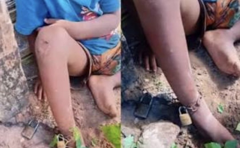 Criança de 5 anos é resgatada acorrentada pelo pé em quintal no Pará; mãe é conduzida à delegacia