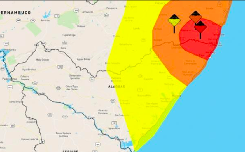 Cidades da Zona da Mata e Litoral Norte de AL têm alerta de chuva volumosa até sexta